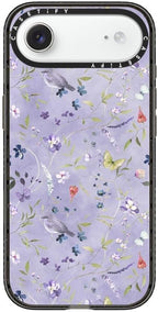 CASETiFY Impact iPhone Air Case [Slim/Compatible with Magsafe / 8.2 ft. 4X Military Grade Drop Protection] - Floral Reverie Purple - Clear Black