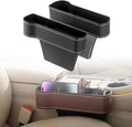 Car Seat Gap Filler Organizer, 2026 New Premium Leather Console Organizer for Holding Phone, Sunglasses, Auto Console Side Storage Box with Cup Holders 2 Seat Hooks for Drink (Black, 1Set)