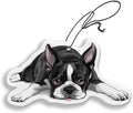 WIRESTER Hanging Air Freshener for Car, Home, Bathroom, Office, Decorative Charm Ornaments, Boston Terrier Dog Lying Down Looking Up