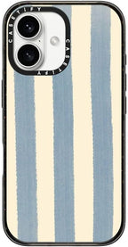 CASETiFY Impact Case for iPhone 16 [8.2ft 4X Military Grade Drop Protection/Compatible with Magsafe] - Blue Stripes - Clear Black