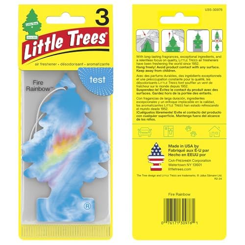 LITTLE TREES Car Air Freshener | Hanging Tree Provides Long Lasting Scent for Auto and Home | 24 Air Fresheners |Fire Rainbow