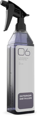 GREYSCALE No. 06 Lavender Interior Detailer Spray (22 oz) – UV-Protectant Cleaner for Leather, Vinyl, Plastic & Fabric – Silicone-Free, Matte OEM Finish, Odor Encapsulating, Lavender & White Tea Scent