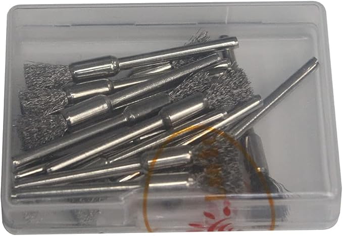 15 Pcs Pen Shape Stainless Steel Wire Brushes Wheel 1/8'' Mandrel Rust Removed Polishing Wheel for Dremel Rotary Tool