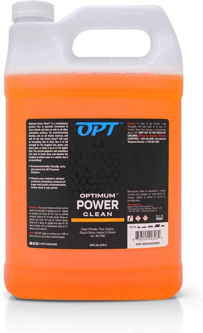 Optimum Power Clean - All Purpose Car Cleaner - Exterior and Interior, Bug and Tar Remover, Great for Boat, Motorcycle, RV, and Car Detailing (1 Gallon)