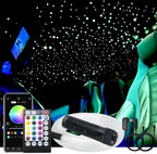 AKEPO 6W Fiber Optic Starlight Headliner Lights, 430pcs(0.75+1+1.5mm) 9.8ft/3m Mixed Optical Fiber +Sound Activated+28key RF Remote/APP Control Car Home Star Ceiling Light Kit