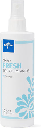 Medline Simply Fresh Odor Eliminator 8 Oz Spray, Lightly Scented, Pump Bottle, Convenient Odor Neutralizer, Bathroom, Home, Pets, Healthcare, 1 Bottle