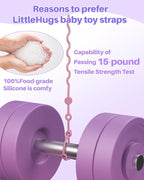 LittleHugs 3pcs Adjustable Toy Strap Holder - Silicone Baby Tether Pacifier Clip - Travel Essential Leash for Stroller, High Chair, Car Seat