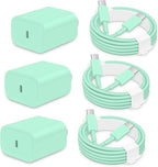 3 Pack AISNI Fast Charger Block Compatible with iPhone 17 16 15 Charger Fast Charging USB C Charger Long Type C Chargers Cord 6 FT for iP17 Air/17 Pro Max/16/15 Pro Max Series and Type C Device-Green