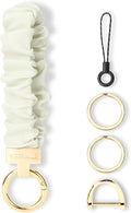 WEESMILE Keychain Wristlet, Stretchy Key Chain for Car Keys with D ring, Cute Scrunchie Wrist Bracelet for Women Men