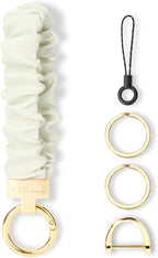 WEESMILE Keychain Wristlet, Stretchy Key Chain for Car Keys with D ring, Cute Scrunchie Wrist Bracelet for Women Men