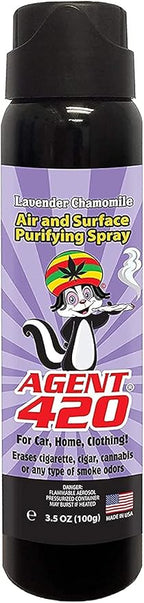 Agent 420 Odor Eliminator Aerosol Spray, Lavender Chamomile, 3.5 oz — Tea Tree Oil Breaks Down Smoke at the Molecular Level