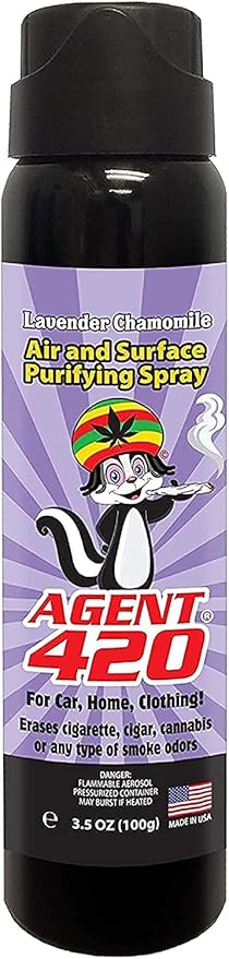 Agent 420 Odor Eliminator Aerosol Spray, Lavender Chamomile, 3.5 oz — Tea Tree Oil Breaks Down Smoke at the Molecular Level