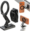 MOSENVKA Dual Magnetic Phone Holder Gym Magnetic Stand,Tripod Phone Mount (1/4'' Hole& ARCA-Swiss),Portable Phone Grip for iPhone 12/13/14/15/16/17-Desk/Car/Gym/Golf Cart/Airplane Use Stand (Black)