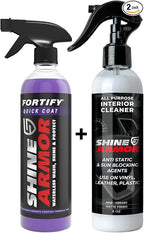 SHINE ARMOR Car Detailing Bundle - Fortify Quick Coat Ceramic Waterless Wash & Interior Cleaner - Complete Automotive Care Kit for Mirror Shine Paint Protection & Deep Interior Cleaning - 2 Pack
