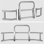 DNA MOTORING Front Bumper Brush Bull Bar Deer Guard Compatible with Freightliner Cascadia 2008-2017, 3mm Thick Iron Tubing, Polished Chrome, DG-G-002-SS+BKIT-DG-004