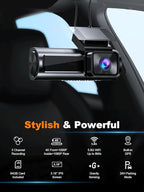 4K 3 Channel Dash Cam Front and Rear Inside, Built-in 5.8GHz WiFi GPS, 64GB Card Included, 4K+1080P+1080P Dash Camera for Cars, 3.18'' IPS Screen Dashcam with G-Sensor, 24H Parking Monitor