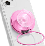 On The Grip Compatible with Magsafe Ultra-Thin Collapsible Phone Grip – Sleek Magnetic Phone Holder for iPhone & Android, 360 Rotation, Wireless Charger Compatible, Durable & Portable (Pink)