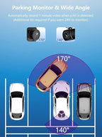 Dash Cam Front and Rear, 2.5K+1080P Dual Dash Camera for Cars with 32GB SD Card, 2.45 inch IPS Screen, 2 Mounting Ways, Night Vision, WDR, Accident Lock, Loop Recording, Parking Monitor