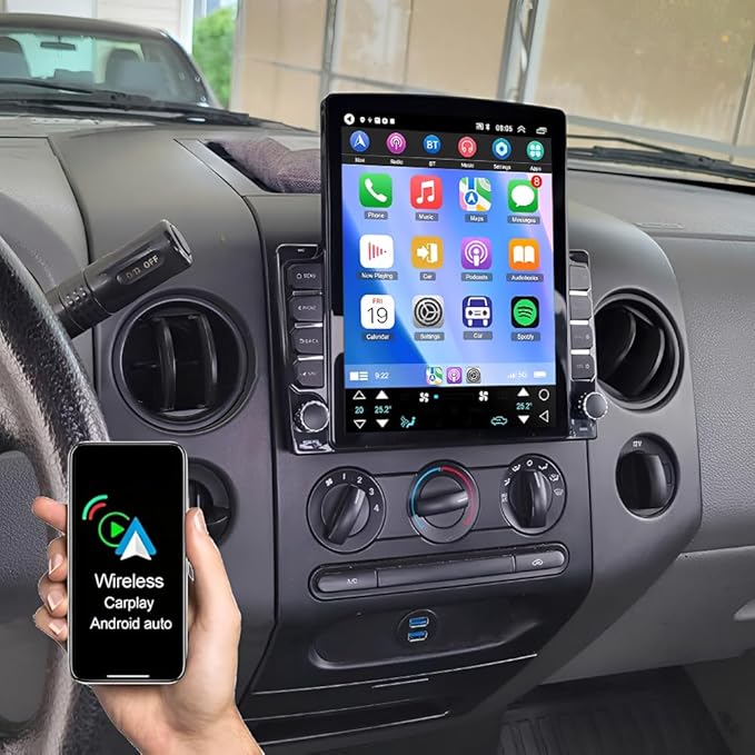 Android 14 Car Stereo Radio fit for Ford F150 F-150 2004 2005 2006 2007 2008 9.7" Touch Screen Car Radio Multimedia Player with Wireless Carplay & Android Auto WiFi Bluetooth GPS Backup Camera