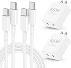 𝟐𝐏𝐚𝐜𝐤 𝟰𝟱𝗪 Dual Port iPhone 17 16 15 Fast Charger, USB C Charging Block and 10ft Type C to C Cable Cord Long for Apple iPhone 17 Pro Max/17 Air/16 Pro/15 Plus/iPad/Air/Mini,Wall Plug Cube Brick