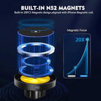 2025 Compatible with iPhone and Android Car Mount Charger for MagSafe 3-in-1 Wireless Fast Charging with Magnetic Suction Cup Mount for Windshield, Vent, or Dash, Type-C Input, 15W Output Power