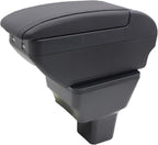 YJYWZH Double-Layer Armrest Box for Nissan Versa Almera 2020-2024 Car Center Storage Box Organizer Interior Hand Centre Consoles with 4 USB Port Cup Holder Black Accessories