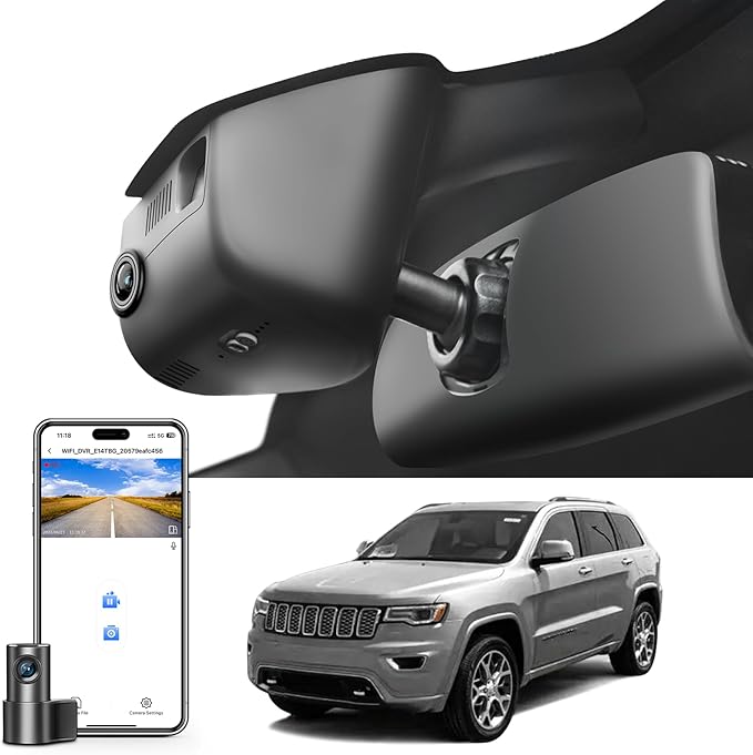 Mangoal Front 4K & Rear 1080P Dash Cam Custom Fit Jeep Grand Cherokee 2016 2017 2018 2019 2020 2021 & WK 2022 (Model A),Check Model Carefully,Limited Trailhawk Overland,UHD 2160P Video,128GB Card