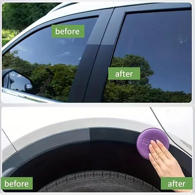 Premium Tire Coating & Trim Restorer, Tire Coating Paste, Long-Lasting Ceramic Coating & UV Protection, Bring Back the Original Deep Black Shine to Rubber and Plastic (4pcs)