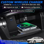 Wireless Car Charger for Honda Accord 2018 2019 2020 2021 2022, Wireless Fast Phone Charging Pad, Fit for Honda 10th Gen Accord Hybrid LX/Sport/EX/EX-L/Touring Interior Accessories Upgrades