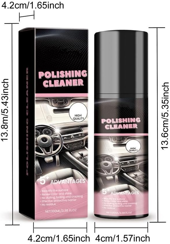 Car Interior Cleaner, 100ml Car Interior Cleaner, Car Interior Polish Detailer and Cleaner, Long Lasting Super Shine Dressing and Car Interior Detailer Spray for Cleaning and Brightening
