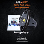 LEDMIRCY LED Rock Lights White 8PCS for Off Road Trucks RZR Boat Car Auto ATV UTV SUV Underglow Trail TRAI Rig Lights Underbody Neon Light High Power Waterproof Shockproof(8PCS-White)