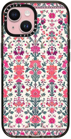 CASETiFY Impact iPhone 15 Case [Slim/Compatible with Magsafe / 8.2 ft. 4X Military Grade Drop Protection] - Persian Floral - Rose - Clear Black