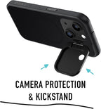 Spy-Fy Privacy Case compatible with iPhone 15 Plus with Camera Covers Front and Rear | Magsafe Compatible and Kickstand | Protect Your iPhone | 6-Foot Drop Proof | 6,7 Inch | Camera Protection | Black