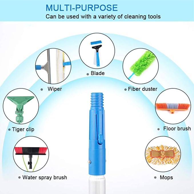 Water Fed Window Cleaning Pole 412MTelescopic Solar Panel & Photovoltaic Cleaner with Squeegee Brush for Effortless Window & Solar Cleaning Solutions
