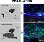 32W Small Size Fiber Optic Lights Kit, Music Activated 800 Strands*0.03in(9.8ft/3m) Optical Fiber APP+RGBW Star Ceiling Light Kit for Car Headliner Starlight/Home
