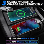 Wireless Car Charger for Mercedes-Benz GLE/GLS/GL/ML 2012-2019, OEM Custom Fit with 27W USB-A & Type-C Wireless Fast Phone Charging Pad for Mercedes-Benz W166 X166 C292 Interior Accessories