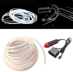 MaxLax White LED Neon Car Interior Lighting Strip - 3 Meter Flexible 12V EL Wire with Built-in Fuse Protection for Automotive Interior Customization, Featuring 6mm Sewing Trim for Easy Installation.