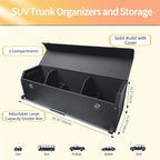 SUV Trunk Organizers, Leather Car Trunk Storage Organizer with Lid & Push-pull Handle, Large Capacity Waterproof Cargo Storage Box for SUVs Sedans Vans (39.7 x 11.4 x 12.2in)