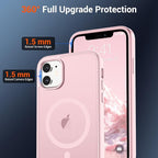 SUPFINE Magnetic for iPhone 11 Phone Case with Screen Protector (Compatible with MagSafe) (Military Grade Drop Protection) Translucent Matte Shockproof Phone Cover,Light Pink