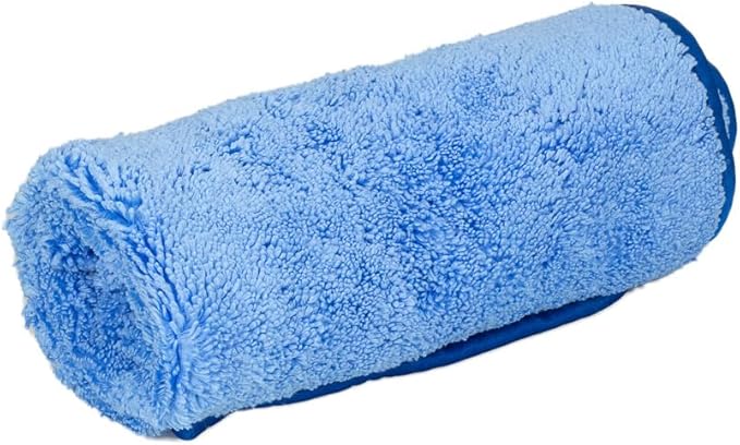 Maxshine 16”x16” Universal 380GSM Blue Zero Crazy Microfiber Towel Cleaning Cloth with Blue Silk Border - Ultra-Soft & Absorbent, Ideal for Car Detailing & Cleaning