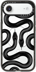 CASETiFY Impact iPhone Air Case [Slim/Compatible with Magsafe / 8.2 ft. 4X Military Grade Drop Protection] - Black Kingsnake - Clear Black
