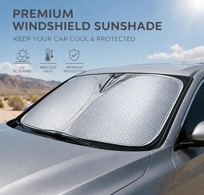 Graphene Car Windshield Sun Shade for Maserati GranTurismo 2008–2019 2024 2025 2026, Foldable Automotive Windshield Sunshades,Dashboard Protection, UV Protection Silver_XL
