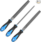 SOWKIPE 3-Piece Metal File Set, Premium High-Carbon Steel Files, 8 Inches, Includes Flat, Round, and Half-Round, Perfect for Metal, Wood, and More
