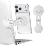 CloudValley Magnetic Phone Laptop Holder Mount, Foldable Hidden Portable Stand for iPhone 17/16/15/14/13 & All Phone, Clamp for Monitor Side, Compatible with Laptop, Desktop, Tesla Model 3/ Y, Silver