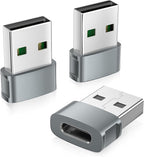 Basesailor USB to USB C Adapter 3Pack,Type C Female to A Male Car Charger USBC Car Converter for iPhone Air 17 17e 16 16e 15 14 Pro Max,iWatch 11 10,iPad 9 Mini 7,Samsung Galaxy S26 A56,Z Fold Flip 6