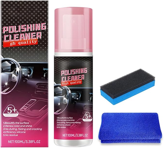 Polishing Cleaner Car Interior, 2026 New Interior Cleaner Spray for Car Detailing, All Purpose Cleaner Detailer for Dashboards, Seats, Leather, Plastic (1PCS)