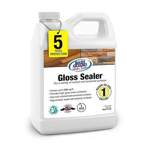 Rainguard Clear Gloss Sealer, Wet Look Water Based Silicone Acrylic Waterproofer for Concrete, Wood, Brick, Stone & Masonry Surfaces, Ready to Use, 1 Gallon