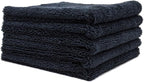Autofiber Zeroedge Detailing Towel (Pack of 5) Edgeless Microfiber Polishing, Buffing, Window, Glass, Waterless, Rinseless, Car Wash Towels, 360 GSM (Black)