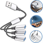 Angoily USB Power Splitter Hub 1 Male to 3 Female Multi-Port USB Cable Splitter for Laptop Car Home