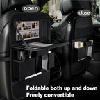 GMQ Back Seat Car Organizer 1 Pack,Backseat Organizer with Tray,Multifunctional Car Seat Back Storage Box with Foldable Tablet Holder (Carbon Black, Weave)